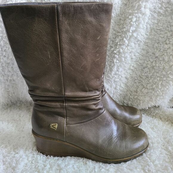 Keen Kate Slouch Mid Calf Boots Olive Mossy Green - Picture 1 of 8